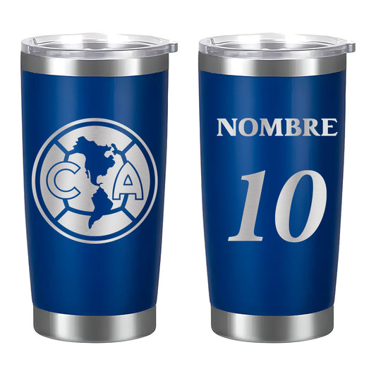 Termo Club América 20oz Azul - Personalizado Nombre y Número