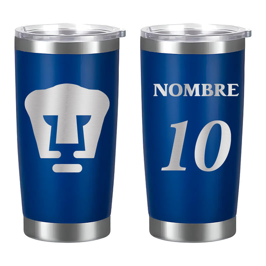 Termo Pumas UNAM 20oz Azul - Personalizado Nombre y Número