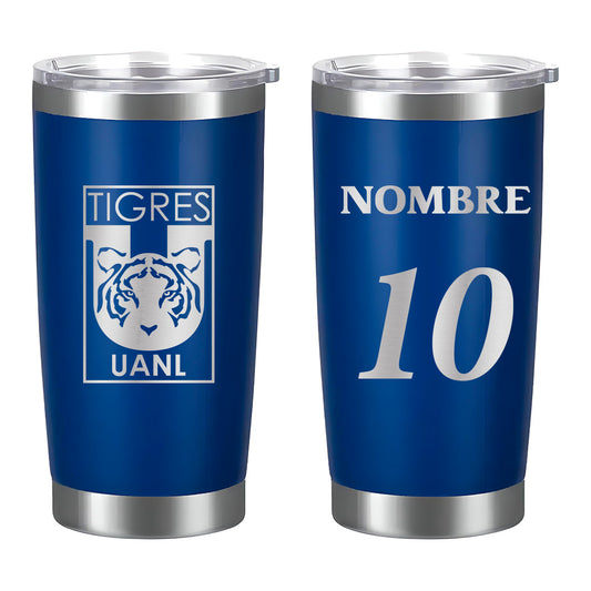 Termo Club Tigres 20oz Azul - Personalizado Nombre y Número