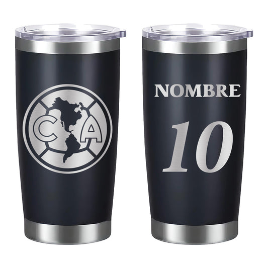 Termo Club América 20oz Negro - Personalizado Nombre y Número