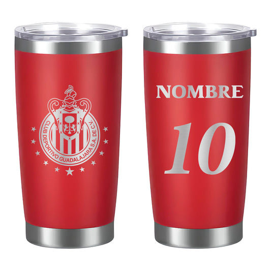 Termo Chivas 20oz Rojo - Personalizado Nombre y Número