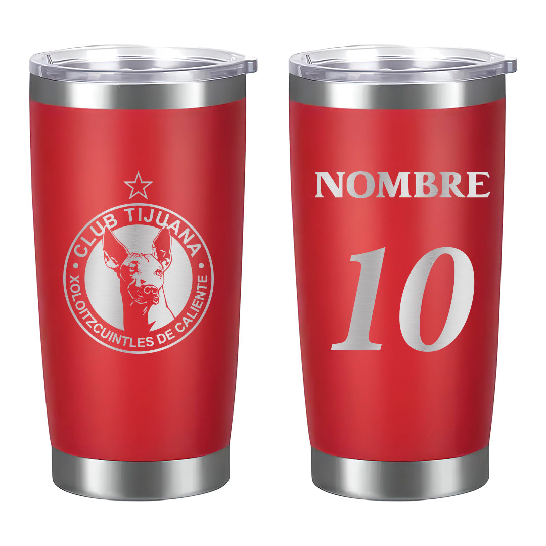 Termo Club Tijuana 20oz Rojo - Personalizado Nombre y Número